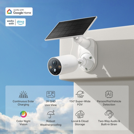 TP-Link TC85 Smart Wire-Free Outdoor Security Camera - 2K QHD 4MP Resolution, Full-Color Night Vision, Smart AI Detection, and Long-Lasting Battery