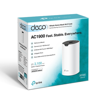TP-Link Deco S7 AC1900 Whole Home Mesh Wi-Fi System - 1900 Mbps Dual-Band Speed, Seamless Roaming, and Coverage up to 2,100 sq. ft.