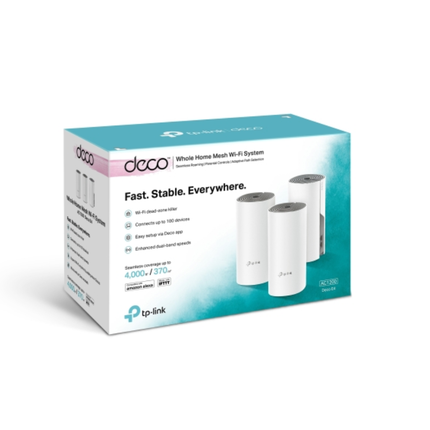 TP-Link Deco E4 (3-Pack) Whole Home Mesh Wi-Fi System - AC1200 Dual-Band, Coverage up to 4,000 sq. ft, and Seamless Roaming