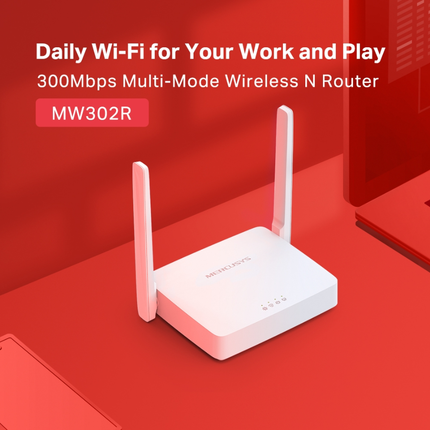 Mercusys MW302R 300Mbps Multi-Mode Wireless Wi-Fi Router - Dual 5dBi Antennas, IPv6 Compatible, and Sleek Compact Design
