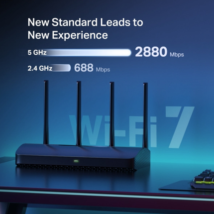 راوتر Mercusys MR27BE بتقنية Wi-Fi 7 - سرعة 3.6 جيجابت، منفذ 2.5G فائق السرعة، و4 هوائيات خارجية قوية
