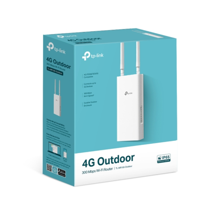 راوتر تي بي لينك TL-MR100 Outdoor لاسلكي 4G LTE - مقاوم للعوامل الجوية بمعيار IP65، سرعة 300 ميجابت، وهوائيات قوية
