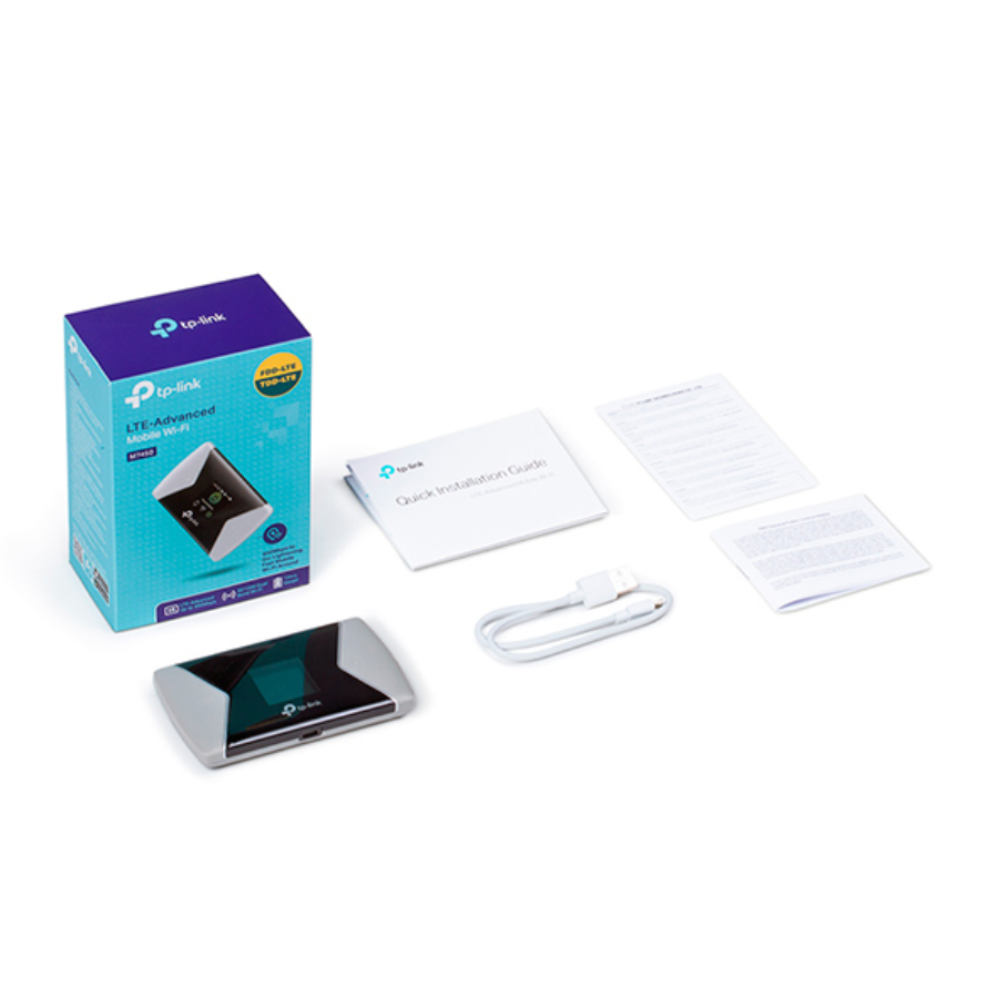 TP-Link M7450 300 Mbps Advanced 4G+ LTE Mobile Wi-Fi Router - Cat6 Support, Dual-Band Wi-Fi, and 15 Hours of Battery Life TP-Link M7450 300 Mbps Advanced 4G+ LTE Mobile Wi-Fi Router - Cat6 Support, Dual-Band Wi-Fi, and 15 Hours of Battery Life