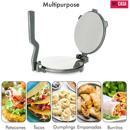 Delcasa DC1503 Mexican Style Tortilla Press - 8-Inch Cast Aluminum Flour Tortilla Maker, Heavy-Duty Manual Dough Press