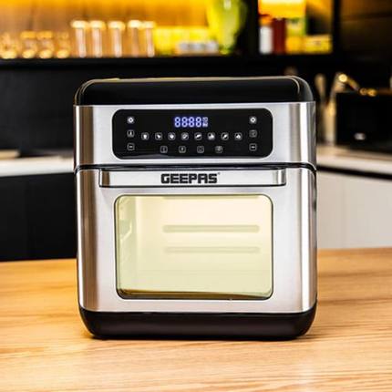 Geepas 10L Multifunction Digital Air Fryer 1500W - Extra Large Capacity, Rapid Air Technology, and Multi-Level Cooking for Healthy Family Meals