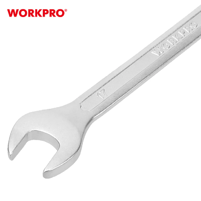 Workpro W073309 (WP273038) 17mm Combination Wrench - Chrome Vanadium Steel, Fully Polished Chrome Finish