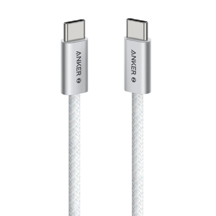 Anker Zolo USB-C to USB-C Fast Charging Cable - 1.5m (5ft) Length, Durable Nylon Braided, High-Speed Power Delivery - White