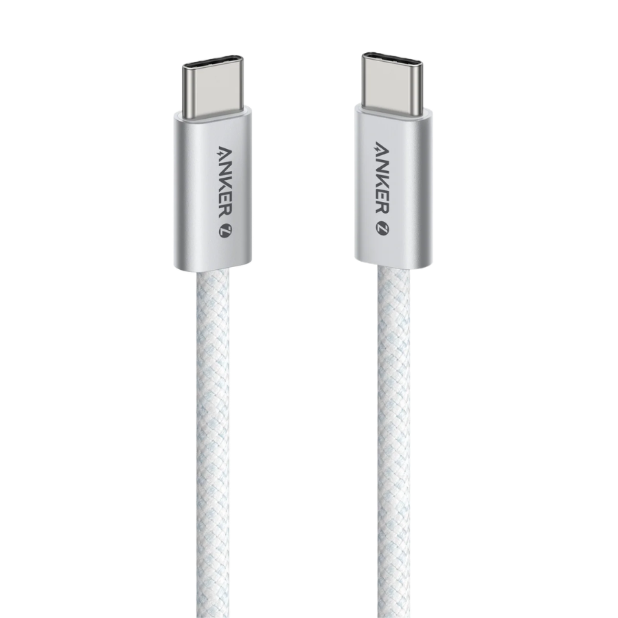 كابل شحن سريع أنكر زولو (Anker Zolo) من USB-C إلى USB-C - طول 1.5 متر، يدعم الشحن السريع، متانة عالية بجدائل النايلون، ولون أبيض أنيق كابل شحن سريع أنكر زولو (Anker Zolo) من USB-C إلى USB-C - طول 1.5 متر، يدعم الشحن السريع، متانة عالية بجدائل النايلون، ولون أبيض أنيق