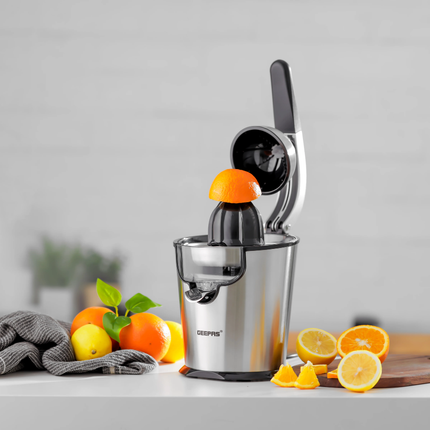 Geepas Stainless Steel Citrus Juicer - 300W Professional Motor & Aluminum Handle