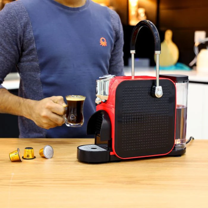Geepas Capsule Coffee Machine - Nespresso Compatible, 1145W & 19 Bar Pressure