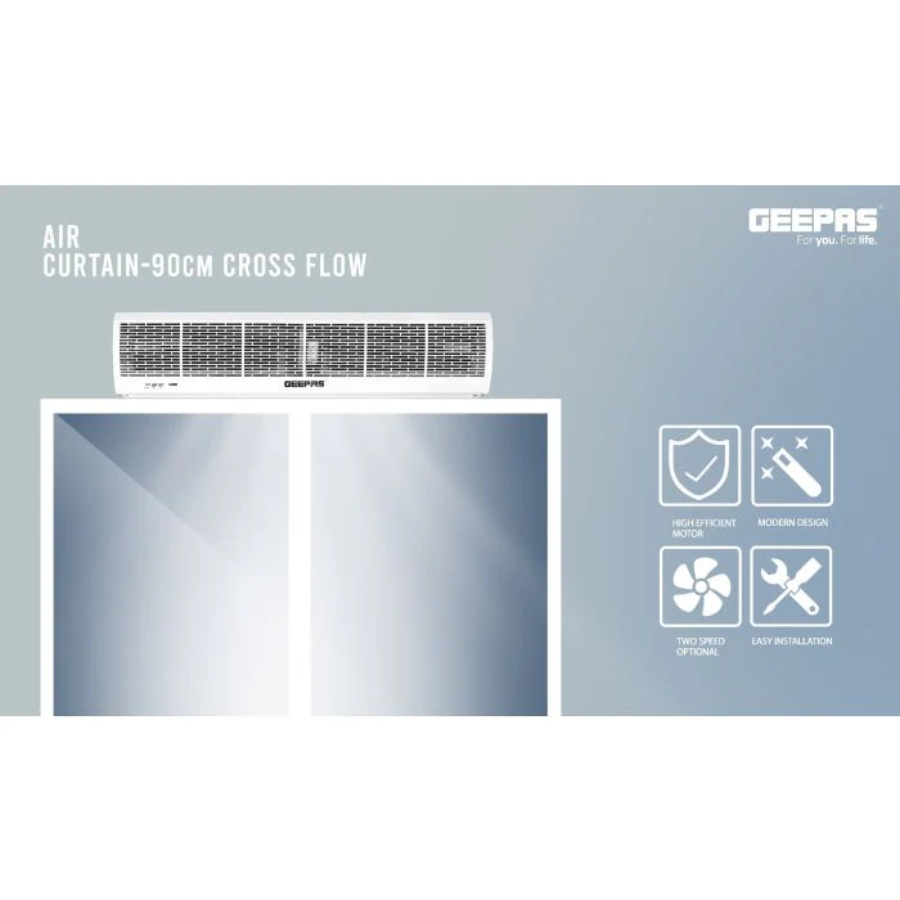 ستارة هواء كهربائية من Geepas موديل GCT9013CFM - عرض 90 سم، إعدادين للسرعة، تشغيل هادئ، وتحكم عن بعد ستارة هواء كهربائية من Geepas موديل GCT9013CFM - عرض 90 سم، إعدادين للسرعة، تشغيل هادئ، وتحكم عن بعد