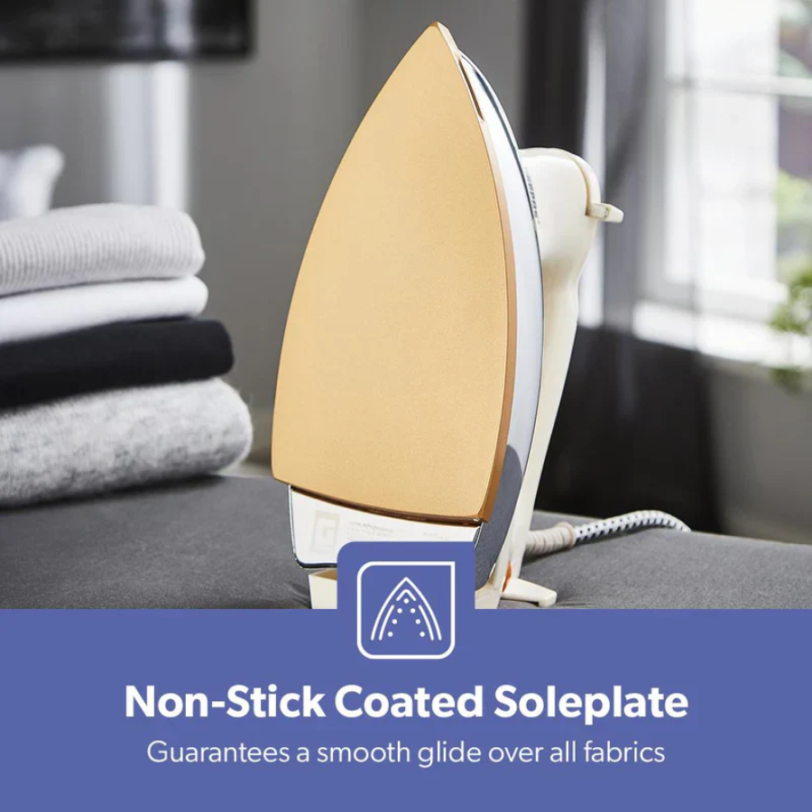 Geepas GDI23011 Heavy Weight Dry Iron - Golden Non-Stick Soleplate, Adjustable Temperature Control, and Durable Classic Design Geepas GDI23011 Heavy Weight Dry Iron - Golden Non-Stick Soleplate, Adjustable Temperature Control, and Durable Classic Design