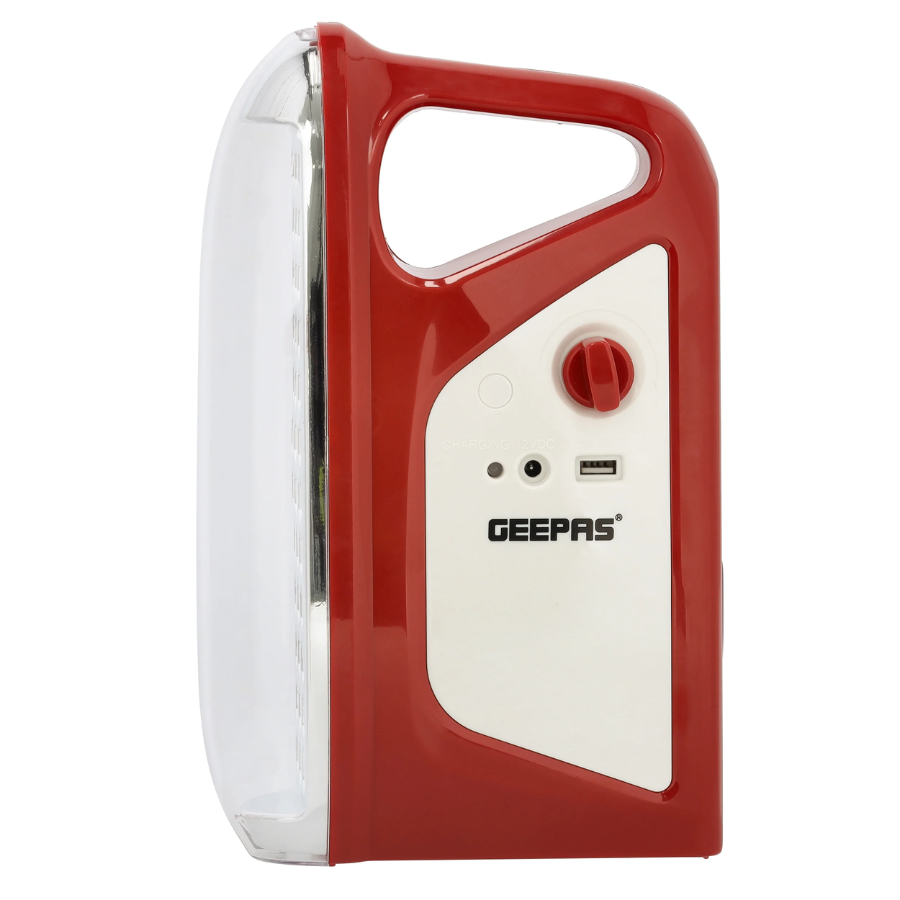 كشاف وفانوس طوارئ 2 في 1 من Geepas موديل GEFL4664 - قابل لإعادة الشحن، إضاءة LED فائقة السطوع، وتصميم متين للرحلات كشاف وفانوس طوارئ 2 في 1 من Geepas موديل GEFL4664 - قابل لإعادة الشحن، إضاءة LED فائقة السطوع، وتصميم متين للرحلات