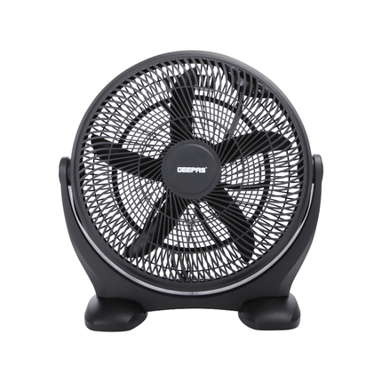 Geepas GF21138 18-Inch Box Fan - Powerful 5-Blade Design, 3 Speed Settings, and Rotating Safety Grill