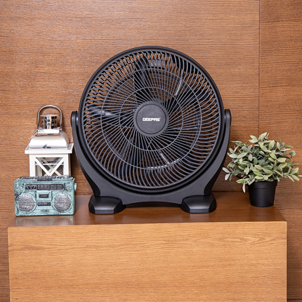 Geepas GF21138 18-Inch Box Fan - Powerful 5-Blade Design, 3 Speed Settings, and Rotating Safety Grill