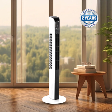 مروحة برج Geepas GF21167 مع 3 سرعات - خاصية الدوران لتوزيع الهواء، تشغيل هادئ، وتصميم عصري موفر للمساحة