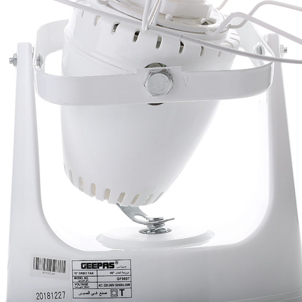 مروحة أوربت سقفية Geepas GF9607 قياس 16 إنش - دوران بزاوية 360 درجة، 3 سرعات، وتشغيل هادئ للغاية