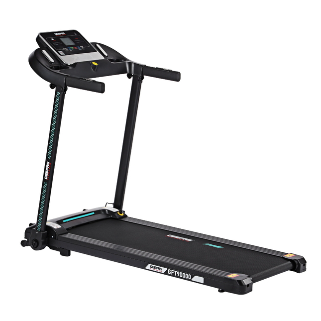 Geepas GFT90000 Foldable Treadmill - Quiet Motor, LED Display, Heart Rate Sensors, and Space-Saving Home Design