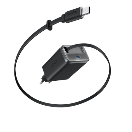 شاحن نانو من أنكر Anker Nano Charger مع كابل USB-C مدمج قابل للسحب - شحن سريع بمنفذ مزدوج وتصميم مدمج للسفر