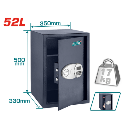 Total TESF5001 Electronic Safe Box 52L - Digital Keypad Lock, Heavy-Duty Steel Body, and Emergency Override Keys