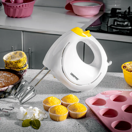 Geepas GHM43012 Electric Hand Mixer 150W - 7-Speed Settings, Turbo Function, and Stainless Steel Beaters