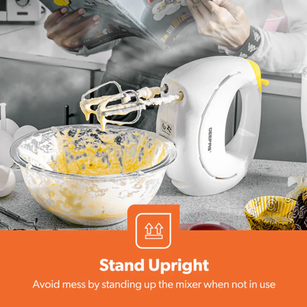 Geepas GHM43012 Electric Hand Mixer 150W - 7-Speed Settings, Turbo Function, and Stainless Steel Beaters