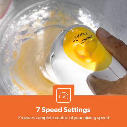 Geepas GHM43012 Electric Hand Mixer 150W - 7-Speed Settings, Turbo Function, and Stainless Steel Beaters