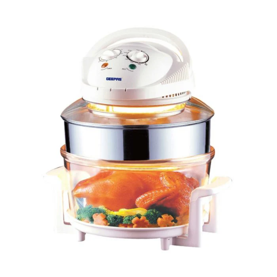 Geepas GHO4403 Halogen Oven 1200-1400W - 12L Capacity, Healthy Convection Cooking, and Heat-Resistant Glass Bowl Geepas GHO4403 Halogen Oven 1200-1400W - 12L Capacity, Healthy Convection Cooking, and Heat-Resistant Glass Bowl