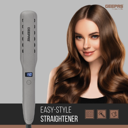 Geepas GHS86050 Easy Style Hair Straightener - Ceramic Coated Plates, Fast Heat-up, and Slim Design for Perfect Styling