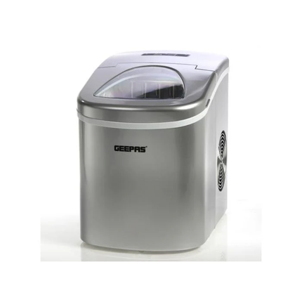 Geepas GIM63015UK Ice Cube Maker - 12kg Daily Production, 2.2L Water Tank, and Durable Stainless Steel Body