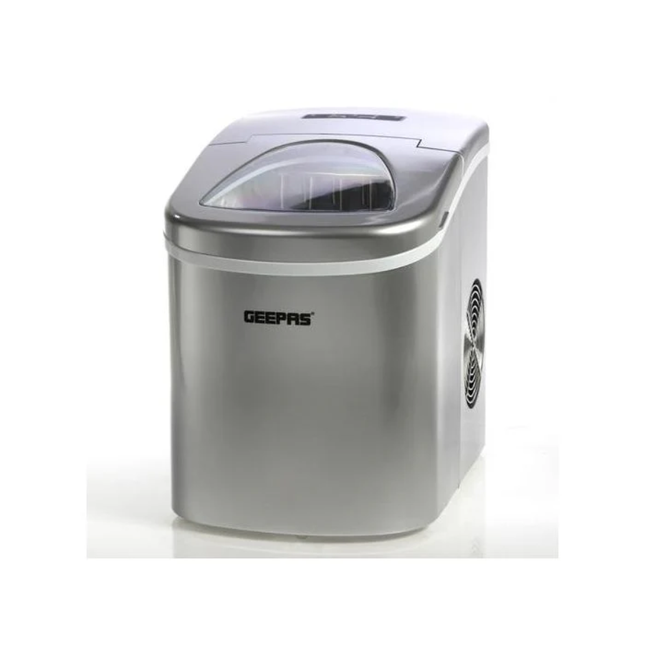 ماكنة صنع مكعبات الثلج جيباس Geepas GIM63015UK - إنتاج 12 كغم يومياً، سعة خزان 2.2 لتر، وهيكل من الستانلس ستيل