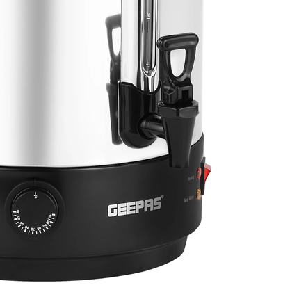 غلاية مياه كهربائية (كبيرة) جيباس Geepas GK38064UK سعة 30 لتر - ستانلس ستيل، تحكم بدرجة الحرارة، وصنبور سكب متين