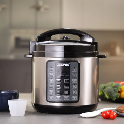 Geepas Digital Multicooker - 6L Capacity, 1000W Power with 8 Smart Cooking Programs