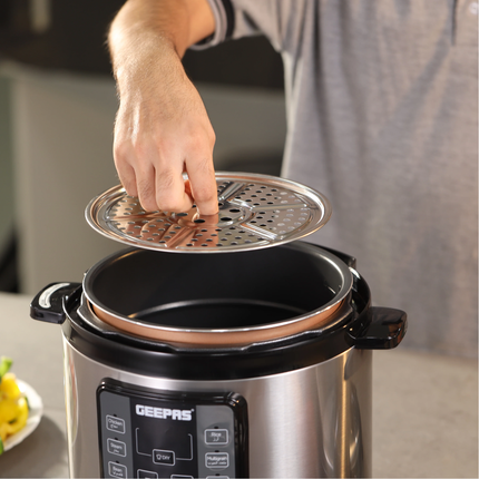 Geepas Digital Multicooker - 6L Capacity, 1000W Power with 8 Smart Cooking Programs
