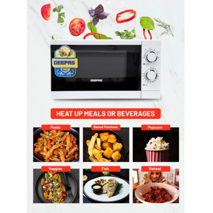Geepas 20L Microwave Oven - 700W Power with 6 Power Levels & Defrost Function