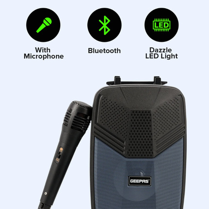 Geepas Portable Bluetooth Speaker - USB, TF, FM Radio & AUX Support with Clear Sound