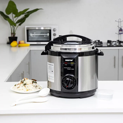 Geepas Electric Pressure Cooker - 6L Capacity, 1000W Power with Multi-Cooking Functions & Non-Stick Pot