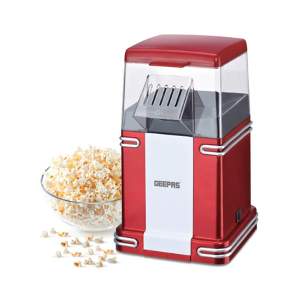 Geepas 1200W Hot Air Popcorn Maker (GPM841) - Oil-Free Healthy Snack Maker, Fast & Compact Design