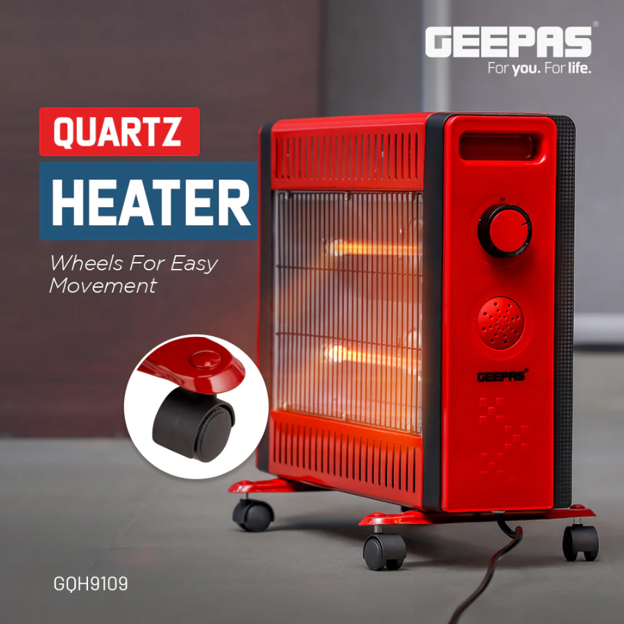 Geepas Vertical Quartz Heater - 2 Heat Settings, Space-Saving Design with Tip-Over Safety Switch Geepas Vertical Quartz Heater - 2 Heat Settings, Space-Saving Design with Tip-Over Safety Switch