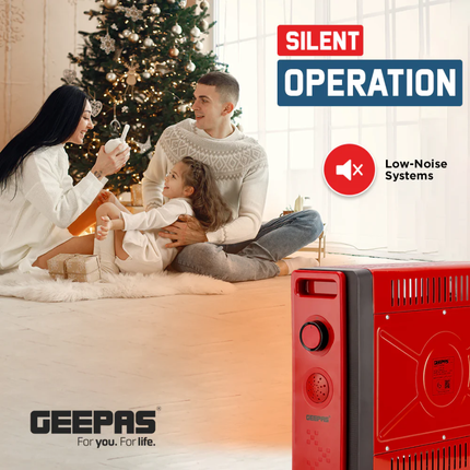 Geepas Vertical Quartz Heater - 2 Heat Settings, Space-Saving Design with Tip-Over Safety Switch