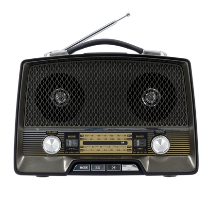 راديو جيباس كلاسيكي محمول قابل لإعادة الشحن - يدعم AM/FM/SW، تشغيل MP3 عبر USB/TF، وتقنية البلوتوث بتصميم ريترو أنيق