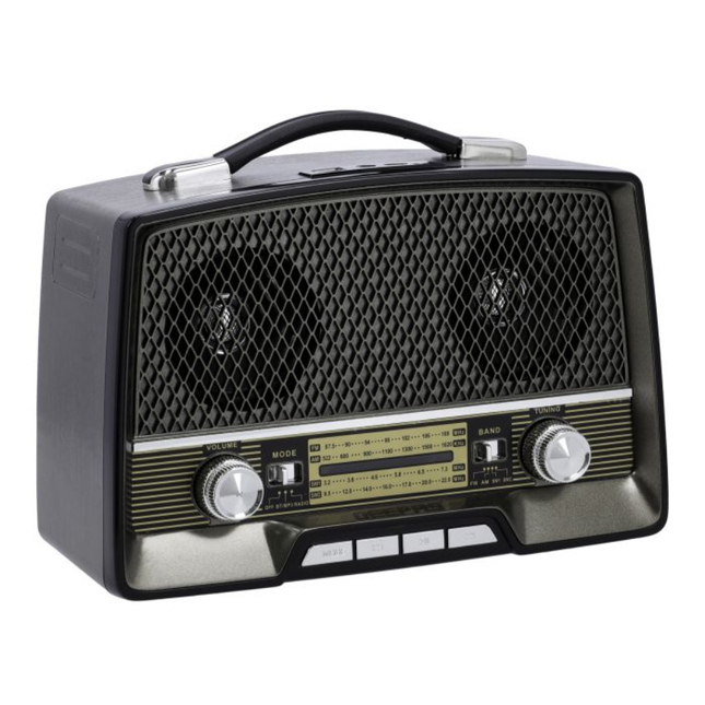 راديو جيباس كلاسيكي محمول قابل لإعادة الشحن - يدعم AM/FM/SW، تشغيل MP3 عبر USB/TF، وتقنية البلوتوث بتصميم ريترو أنيق