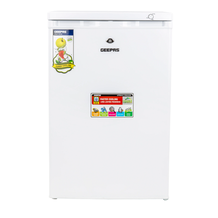 Geepas Upright Freezer - 120L Capacity, 4 Transparent Drawers for Organization, Security Lock & Energy Efficient Design