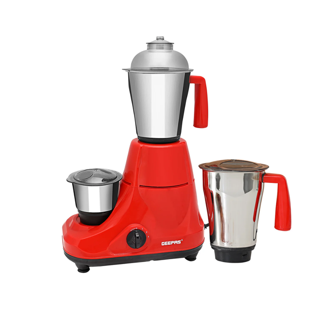 Geepas 3-in-1 Mixer Grinder - 750W Heavy Duty Motor, Stainless Steel Jars with Ultra-Sharp Performance Blades