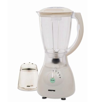 Geepas 2-in-1 Blender - 400W Motor, 1.5L Blender Jar with Additional Mill, Stainless Steel Blades & Overheat Protection