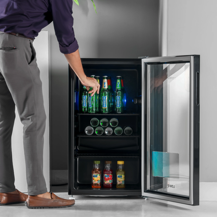 Geepas Single Door Showcase Chiller - Display Fridge with LED Lighting, Fast Cooling System & Adjustable Shelves
