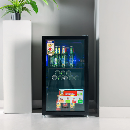 Geepas Single Door Showcase Chiller - Display Fridge with LED Lighting, Fast Cooling System & Adjustable Shelves