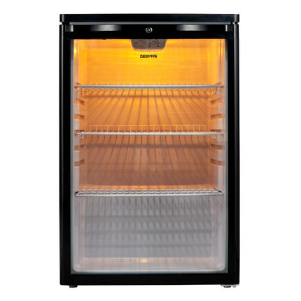 Geepas 165L Showcase Chiller - Single Glass Door Display Fridge with Eco-Friendly R600a Refrigerant & Adjustable Shelves