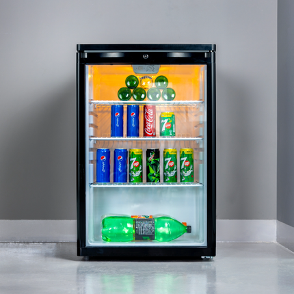 Geepas 165L Showcase Chiller - Single Glass Door Display Fridge with Eco-Friendly R600a Refrigerant & Adjustable Shelves