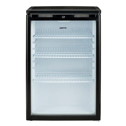Geepas 165L Showcase Chiller - Single Glass Door Display Fridge with Eco-Friendly R600a Refrigerant & Adjustable Shelves